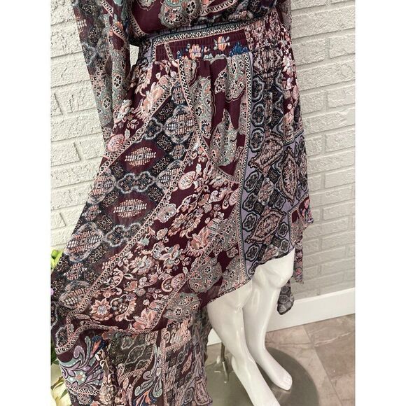 Fire Los Angeles Women Off Shoulder Long Sleeve Hi / Low Shift Dress Size M - Picture 7 of 11